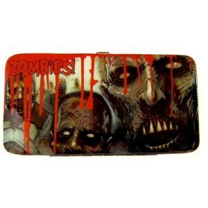 Creepy Zombie Bloody Red and Black Hinged Wallet Hard Case - Spooky 7" x 3.6"